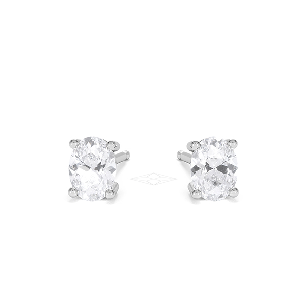 Naomi Oval Cut Lab Diamond Stud Earrigns 1.00ct H/SI in 9K White Gold - 360 View