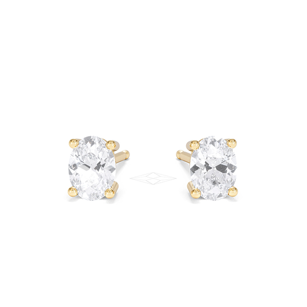 Naomi Oval Cut Lab Diamond Stud Earrigns 1.00ct H/SI in 9K Gold - 360 View