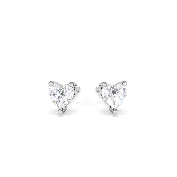 Naomi Heart Cut Lab Diamond Stud Earrings 0.50ct H/SI in 9K White Gold - 360 View