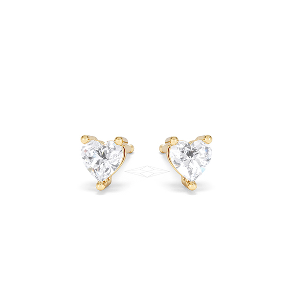 Naomi Heart Cut Lab Diamond Stud Earrings 0.50ct H/SI in 9K Gold - 360 View