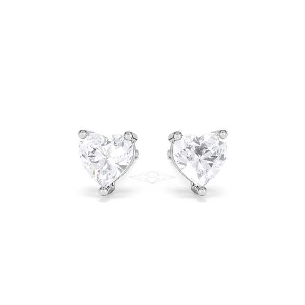 Naomi Heart Cut Lab Diamond Stud Earrings 1.00ct H/SI in 9K White Gold - 360 View