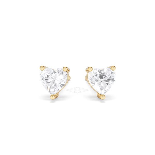 Naomi Heart Cut Lab Diamond Stud Earrings 1.00ct H/SI in 9K Gold - 360 View