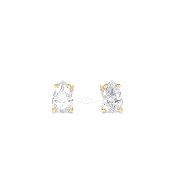 Naomi Pear Cut Lab Diamond Stud Earrings 0.50ct H/SI in 9K Gold - 360 View