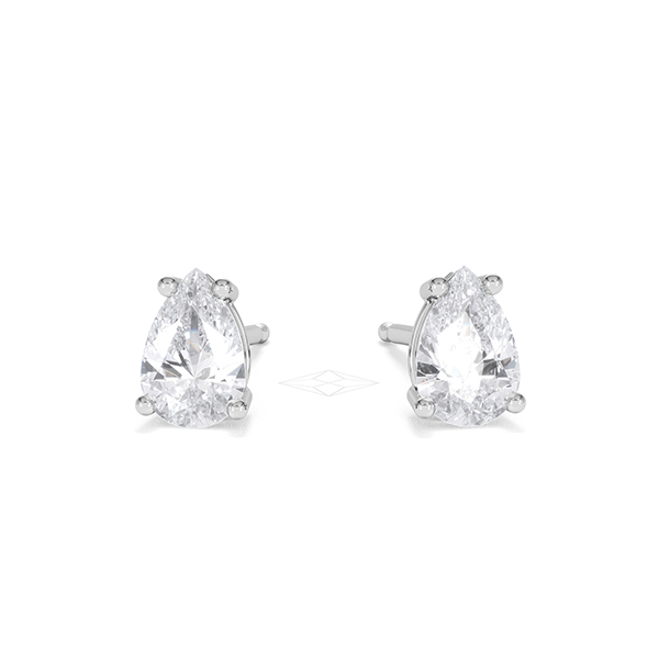 Naomi Pear Cut Lab Diamond Stud Earrings 1.00ct H/SI in 9K White Gold - 360 View