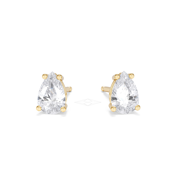 Naomi Pear Cut Lab Diamond Stud Earrings 1.00ct H/SI in 9k Gold - 360 View