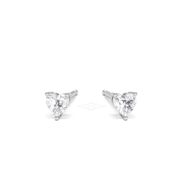 Naomi Heart Cut Lab Diamond Stud Earrings 0.30ct H/SI in 925 Silver - 360 View