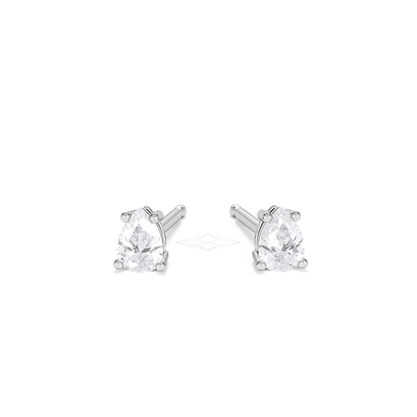 Naomi Pear Cut Lab Diamond Stud Earrings 0.30ct H/SI in 925 Silver - 360 View