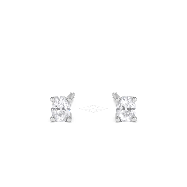 Naomi Oval Cut Lab Diamond Stud Earrigns 0.30ct H/SI in 925 Silver - 360 View