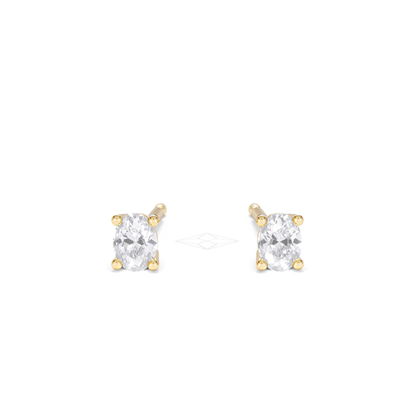 Naomi Oval Cut Lab Diamond Stud Earrigns 0.30ct H/SI in 18k Gold Vermeil - 360 View