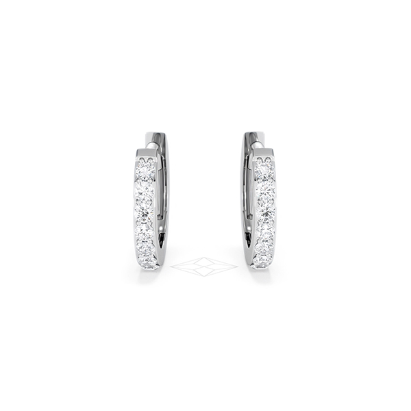 Pave Line Huggie Lab Diamond Earrings 0.18ct in 925 Silver - 360 View