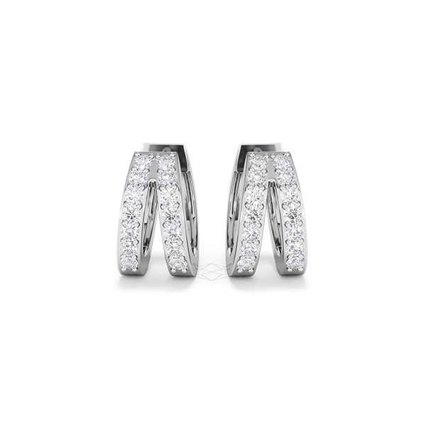 Pave Split Huggie Lab Diamond Earrings 0.22ct in 925 Silver - 360 View