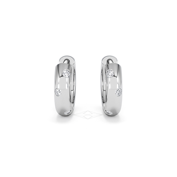 Invisible Set Lab Diamond Huggie Earrings 0.08ct in 925 Silver - 360 View