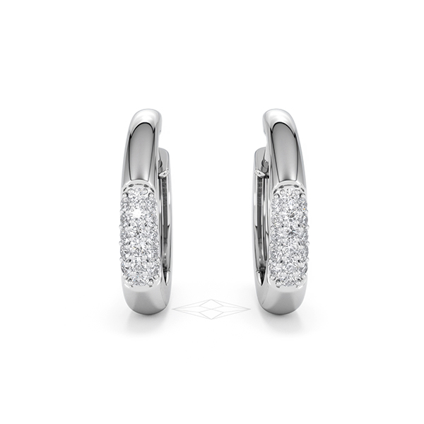 Short Micro Pavé Huggies Lab Diamond Earrings 0.25ct in 925 Silver - 360 View