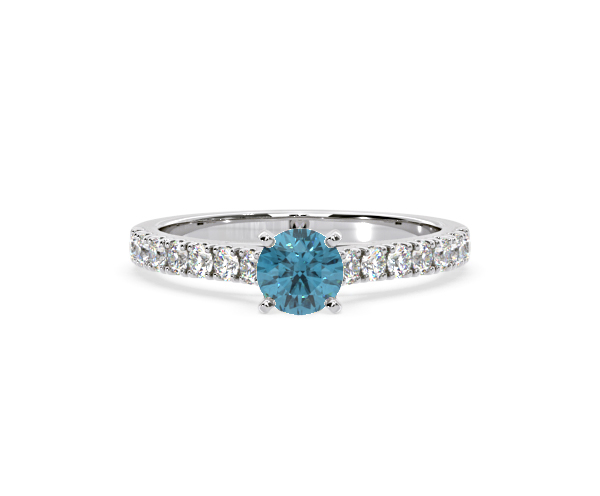 Natalia Blue Lab Diamond 0.91ct Side Stone Ring in Platinum - Elara Collection - 360 View