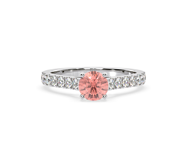 Natalia Pink Lab Diamond 1.50ct Side Stone Ring in Platinum - Elara Collection - 360 View