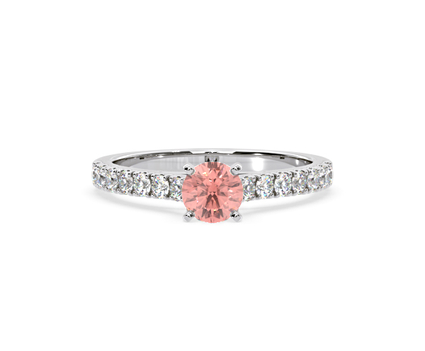 Natalia Pink Lab Diamond 0.91ct Side Stone Ring in Platinum - Elara Collection - 360 View