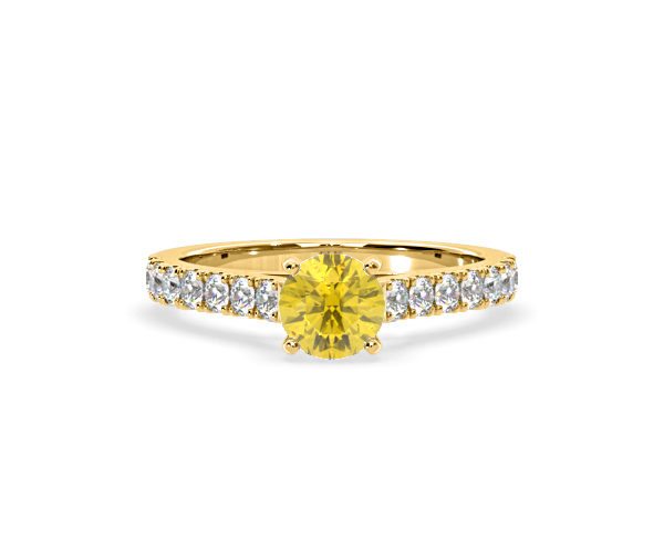 Natalia Yellow Lab Diamond 1.50ct Side Stone Ring in 18K Yellow Gold - Elara Collection - 360 View