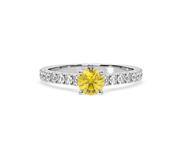 Natalia Yellow Lab Diamond 0.91ct Side Stone Ring in 18K White Gold - Elara Collection - 360 View