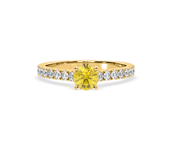 Natalia Yellow Lab Diamond 0.91ct Side Stone Ring in 18K Yellow Gold - Elara Collection - 360 View