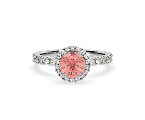 Alessandra Pink Lab Diamond 1.70.ct Halo Ring in 18K White Gold - Elara Collection - 360 View