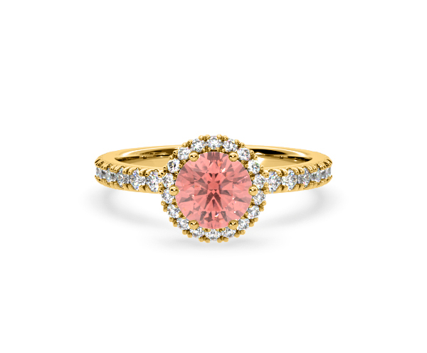 Alessandra Pink Lab Diamond 1.70.ct Halo Ring in 18K Yellow Gold - Elara Collection - 360 View