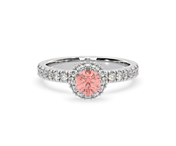 Alessandra Pink Lab Diamond 1.10.ct Halo Ring in 18K White Gold - Elara Collection - 360 View