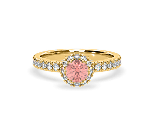 Alessandra Pink Lab Diamond 1.10.ct Halo Ring in 18K Yellow Gold - Elara Collection - 360 View