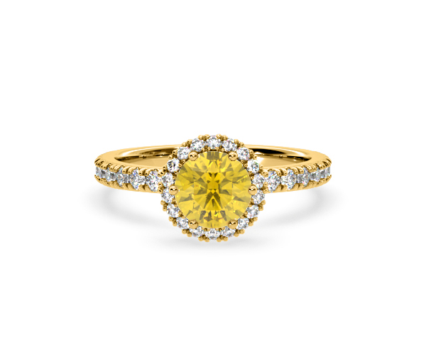 Alessandra Yellow Lab Diamond 1.70.ct Halo Ring in 18K Yellow Gold - Elara Collection - 360 View