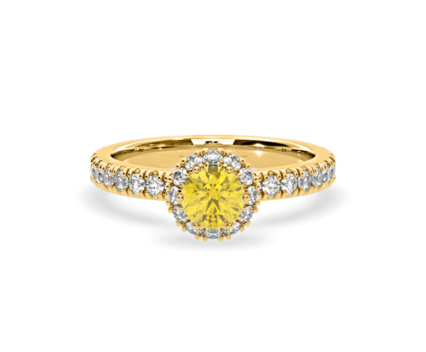 Alessandra Yellow Lab Diamond 1.10.ct Halo Ring in 18K Yellow Gold - Elara Collection - 360 View