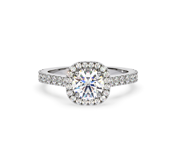 Elizabeth Lab Diamond Halo Engagement Ring 18K White Gold 2.50ct F/VS1 - 360 View