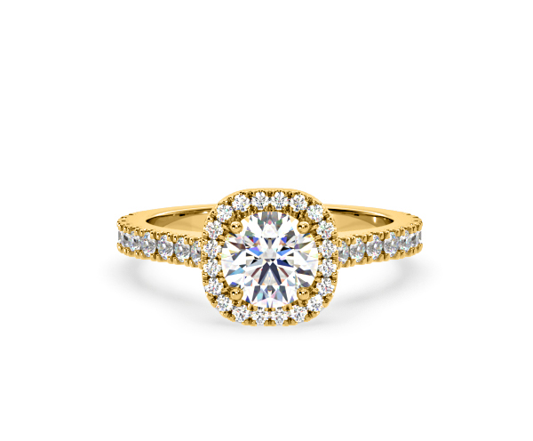 Elizabeth Lab Diamond Halo Engagement Ring in 18K Gold 1.70ct F/VS1 - 360 View