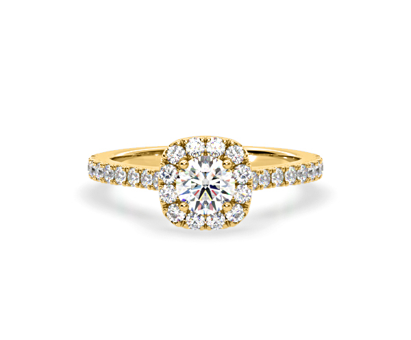 Elizabeth Lab Diamond Halo Engagement Ring in 18K Gold 1.00ct F/VS1 - 360 View