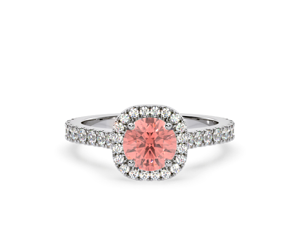 Elizabeth Pink Lab Diamond 1.70ct Halo Ring in 18K White Gold - Elara Collection - 360 View