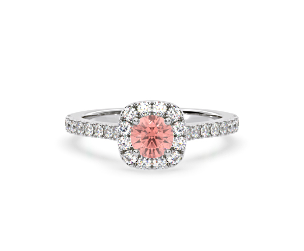 Elizabeth Pink Lab Diamond 1.00ct Halo Ring in Platinum - Elara Collection - 360 View