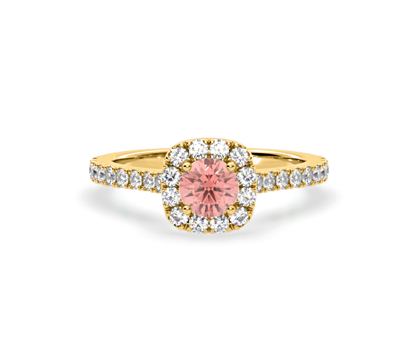 Elizabeth Pink Lab Diamond 1.00ct Halo Ring in 18K Yellow Gold - Elara Collection - 360 View