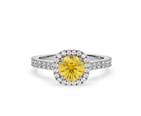 Elizabeth Yellow Lab Diamond 1.70ct Halo Ring in Platinum - Elara Collection - 360 View