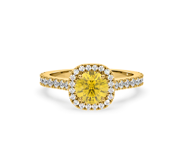 Elizabeth Yellow Lab Diamond 1.70ct Halo Ring in 18K Yellow Gold - Elara Collection - 360 View