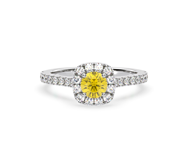 Elizabeth Yellow Lab Diamond 1.00ct Halo Ring in Platinum - Elara Collection - 360 View