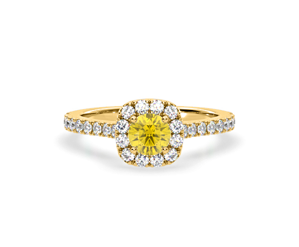 Elizabeth Yellow Lab Diamond 1.00ct Halo Ring in 18K Yellow Gold - Elara Collection - 360 View
