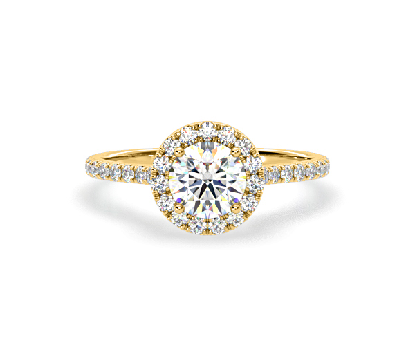 Reina GIA Diamond Halo Engagement Ring in 18K Gold 1.60ct G/SI2 - 360 View
