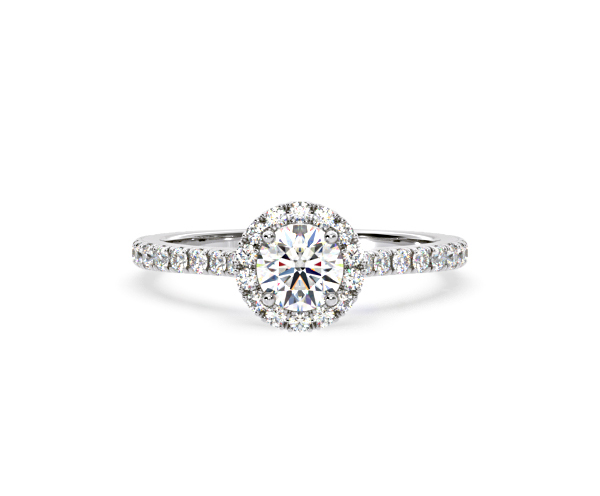 Reina Diamond Halo Engagement Ring in 18K White Gold 1.10ct G/SI1 - 360 View