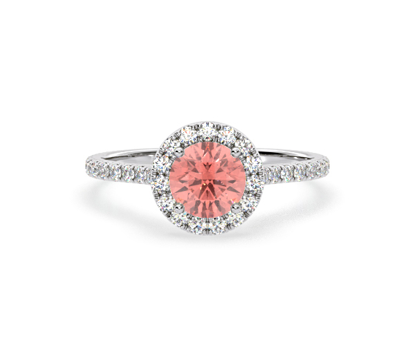 Reina Pink Lab Diamond 1.80ct Halo Ring in 18K White Gold - Elara Collection - 360 View