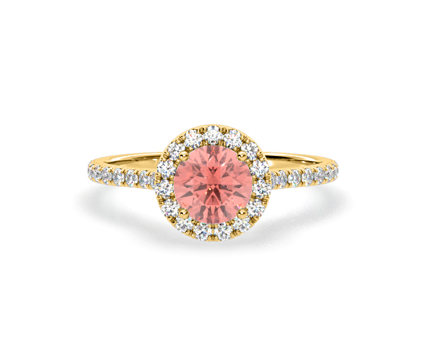 Reina Pink Lab Diamond 1.80ct Halo Ring in 18K Yellow Gold - Elara Collection - 360 View