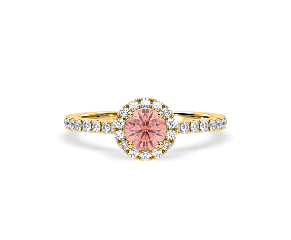 Reina Pink Lab Diamond 1.10ct Halo Ring in 18K Yellow Gold - Elara Collection - 360 View