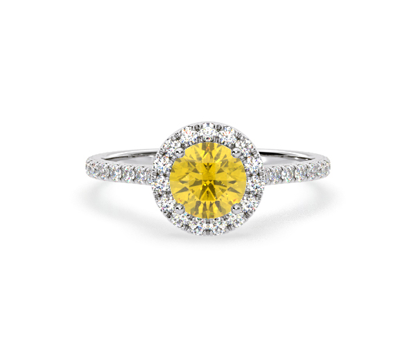 Reina Yellow Lab Diamond 1.80ct Halo Ring in 18K White Gold - Elara Collection - 360 View