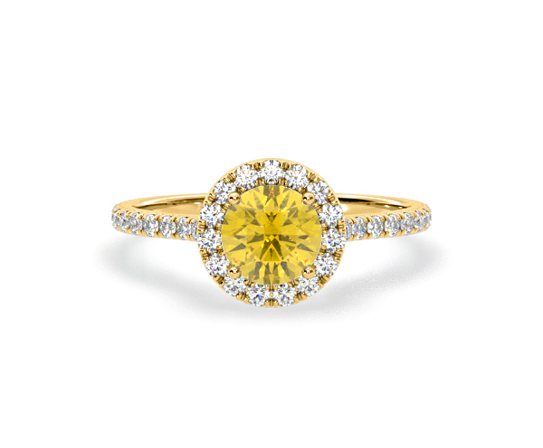 Reina Yellow Lab Diamond 1.80ct Halo Ring in 18K Yellow Gold - Elara Collection - 360 View