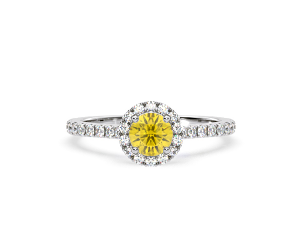 Reina Yellow Lab Diamond 1.10ct Halo Ring in Platinum - Elara Collection - 360 View