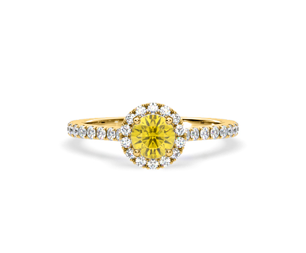 Reina Yellow Lab Diamond 1.10ct Halo Ring in 18K Yellow Gold - Elara Collection - 360 View
