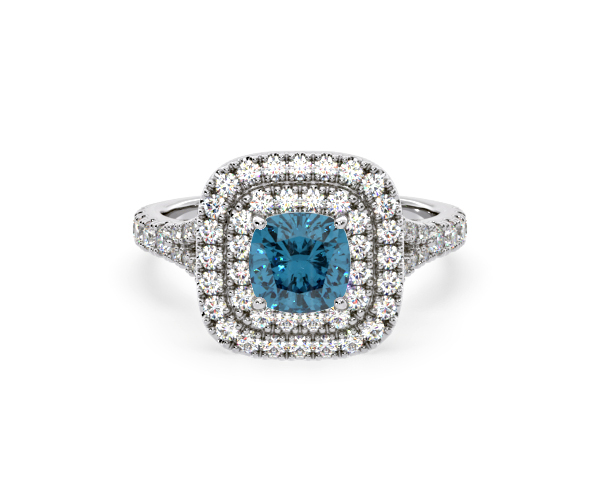 Anastasia Blue Lab Diamond 1.65ct Halo Ring in Platinum - Elara Collection - 360 View