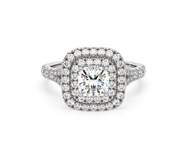 Anastasia Lab Diamond Halo Engagement Ring 18K White Gold 2.70ct F/VS1 - 360 View